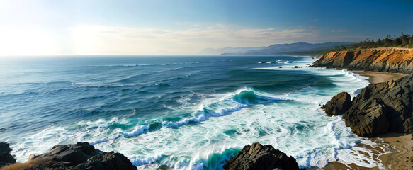 Wall Mural - beautiful seascape with rocks and waves