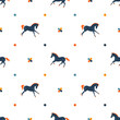 Seamless pattern of cute galloping horses