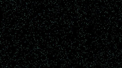 Wall Mural - seamless video loop of very small blue particles moving randomly on black background