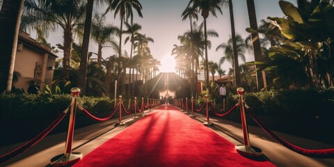 Wall Mural - A private billionaires party with red carpet welcoming entrance for be part of an exclusive membership