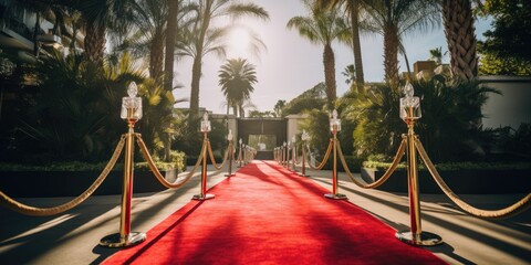 Wall Mural - A private billionaires party with red carpet welcoming entrance for be part of an exclusive membership