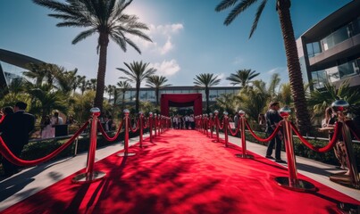Wall Mural - A private billionaires party with red carpet welcoming entrance for be part of an exclusive membership