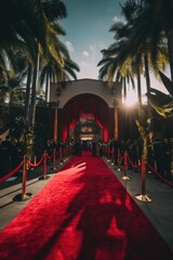 Wall Mural - A private billionaires party with red carpet welcoming entrance for be part of an exclusive membership