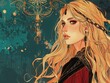 Beautiful Blonde Woman , Concept character Art, Art Nouveau embodies magical and refined essence of era.