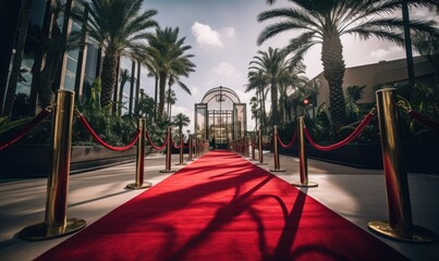 Wall Mural - A private billionaires party with red carpet welcoming entrance for be part of an exclusive membership