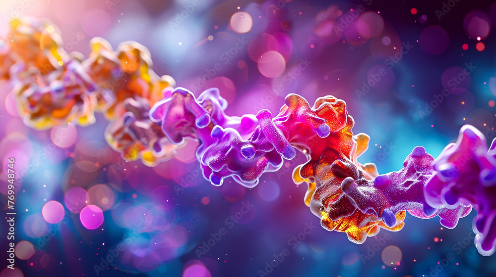 A 3D-rendered view inside a cell during protein folding, with detailed ...