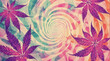 A colourful psychedelic background with vibrant cannabis, hemp leaves - concept for hallucinogenic 420 day celebration