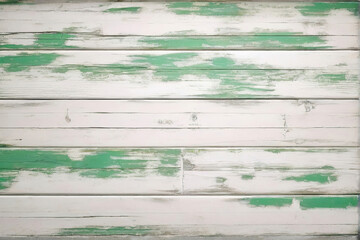 White and green wood wall wooden plank board texture background with grains and structures and scratched