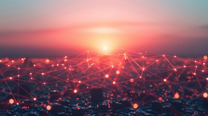 Poster - Global Connectivity: Network Hubs Illuminated at Dusk