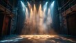 Lighting: A theater stage illuminated by a spotlight
