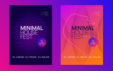 Wall Mural - Discotheque Magazine. Festival Vector. Violet Music Poster. Nightclub Audio Illustration. Blue Sound Design. Dj Set. Edm Electro Element. Pink Discotheque Magazine