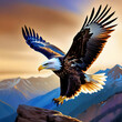 
A majestic eagle, at the moment of landing on a rock.