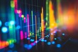 A dynamic and vivid portrayal of a wall adorned with an assortment of colorful lights, creating a visually striking display, A histogram indicating frequency of certain stock trades, AI Generated