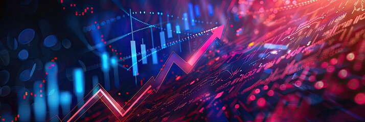 raise arrow chart digital transformation abstract technology background. Big data and business growth currency stock and investment economy