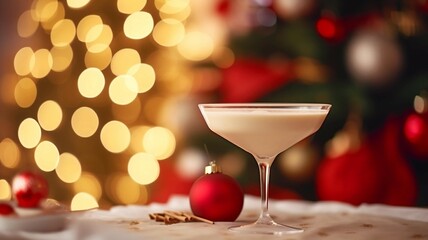 Wall Mural - Festive Martini Glass with Christmas Tree Decorations
