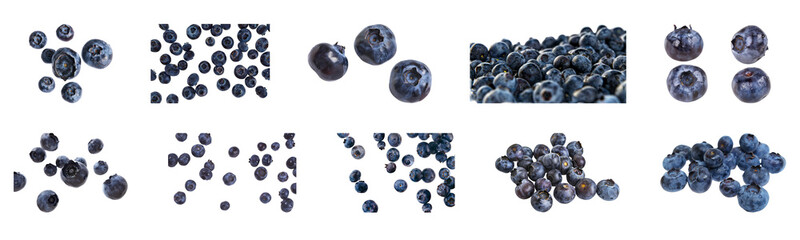 Wall Mural - Assorted fresh blueberries isolated cut out on transparent background