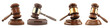 Wooden gavels symbolizing law and justice cut out on transparent background