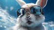 the rabbit has glasses and a camera