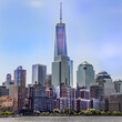 Lower Manhattan from the bay. One Word Trade Center is the tallest building in the Western Hemisphere.