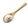 Wooden spoon on baking powder, isolated on transparent background.