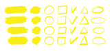 Fototapeta Dziecięca - Yellow highlighter elements. Underline element, color text mark. Markers brushes underline neoteric vector set