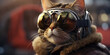Adventurous Whiskered Aviator: Feline Pilot Goggles and Jacket Banner