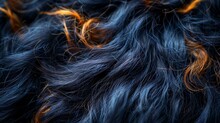   A Blue And Orange Fur Pile, Textured With Yellow Streaks On Each Fur Strand