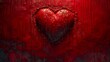   Painting of a heart on a red background with water drops below and beside it