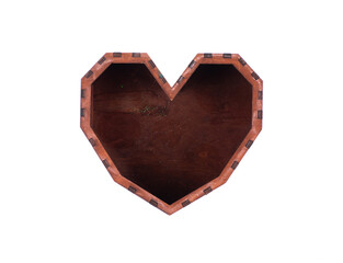 Canvas Print - wooden box heart shape isolated on white background