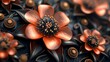   A photo of a single bloom against a dark-orange backdrop, surrounded by an array of smaller flowers