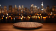 wooden table against night shot photo royalty free 
