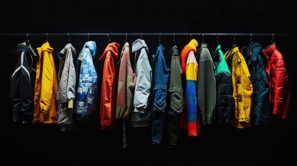 Wall Mural - different clothes set collection. Isolated on black background Generative AI