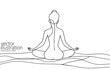 One continuous line art yoga woman. Girl in lotus pose antistress meditation minimalist isolated sketch ink drawing. Vector illustration