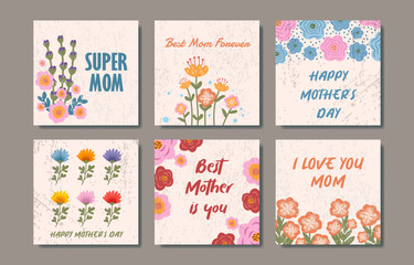 Wall Mural - Happy mothers day card collection for background, social media, cover, banner and social media post