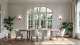 Fototapeta Sport - Interior of a neoclassical styled dining room. 3d render background