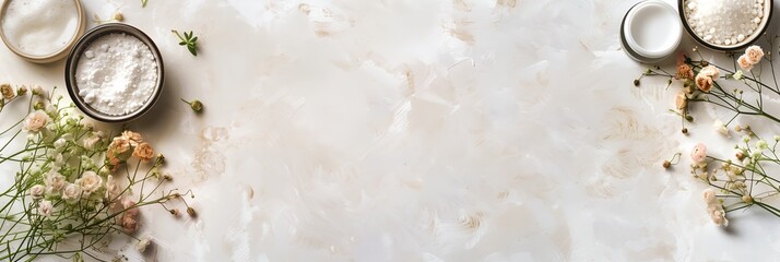 Poster - Cosmetic cream composition with flowers.