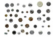 © Konstantin G - Assorted screws, nails and bolts collection top view. Overhead view of various screws and bolt heads isolated on a transparent background.