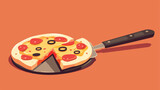 Fototapeta Natura - Cartoon pizza cutter flat cartoon vactor illustration