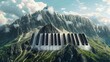 A mountain range that transitions into piano keys at the peak