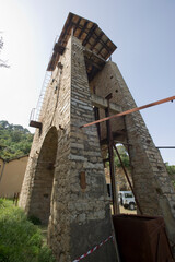 mine shaft at Montevecchio, Piscinas Ingurtosu. Medio Campidano, Sardinia, Italy