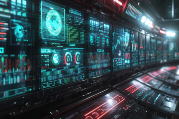 Poster - A computer monitor displays a variety of graphs and numbers