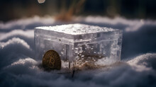 The Bitcoin Ice Cube Is Sitting In A Tub Full Of Snow