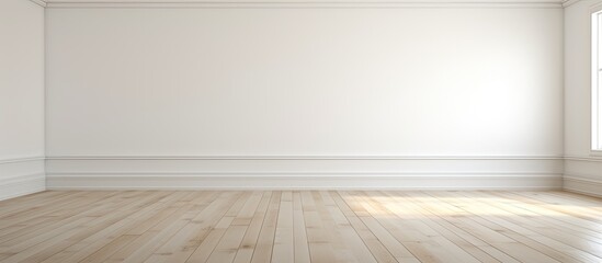 Poster - examine closely a room featuring an elegant wooden floor and a pristine white wall creating a serene