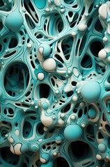 Canvas Print - A close up of a blue and white sculpture with many holes. Generative AI.