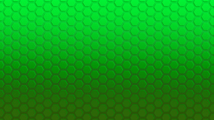 Poster - Light to darker green color gradient hexagon pattern on green background. Abstract and modern background in 4k resolution. Copy space.