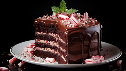 Peppermint chocolate cake with crushed candy canes ultra hd.