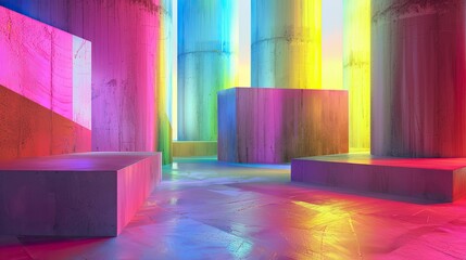 Wall Mural - background with light. rainbow room. Generative AI
