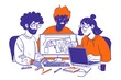 three people working together on a computer