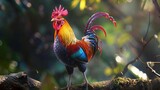 Fototapeta Zwierzęta - A rooster with colorful skin in rainbow colors