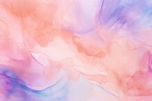Peach Cobalt Orchid Abstract Watercolor Paint Background Barely Noticeable With Liquid Fluid Texture For Background, Banner With Copy Space And Blank Text Area